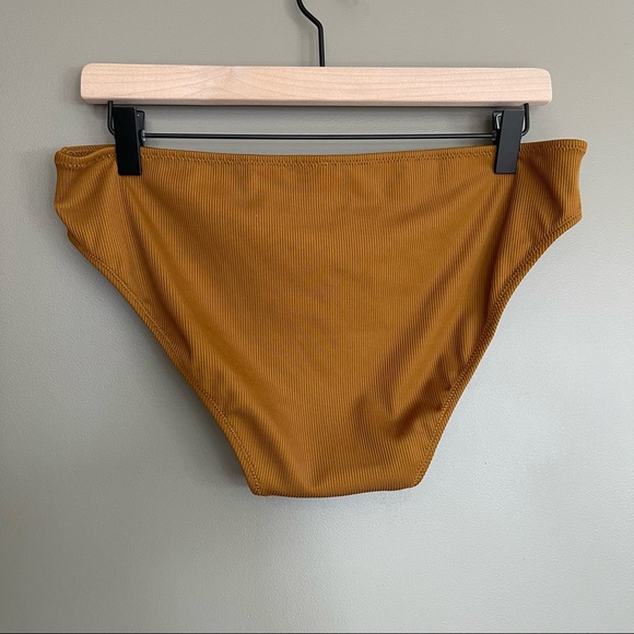 Madewell Second Wave Ribbed Classic Bikini Bottom in Dark Tobacco Size Large - Picture 12 of 15